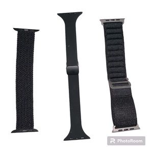 3 black Apple Watch bands 42/44/45/49mm see video